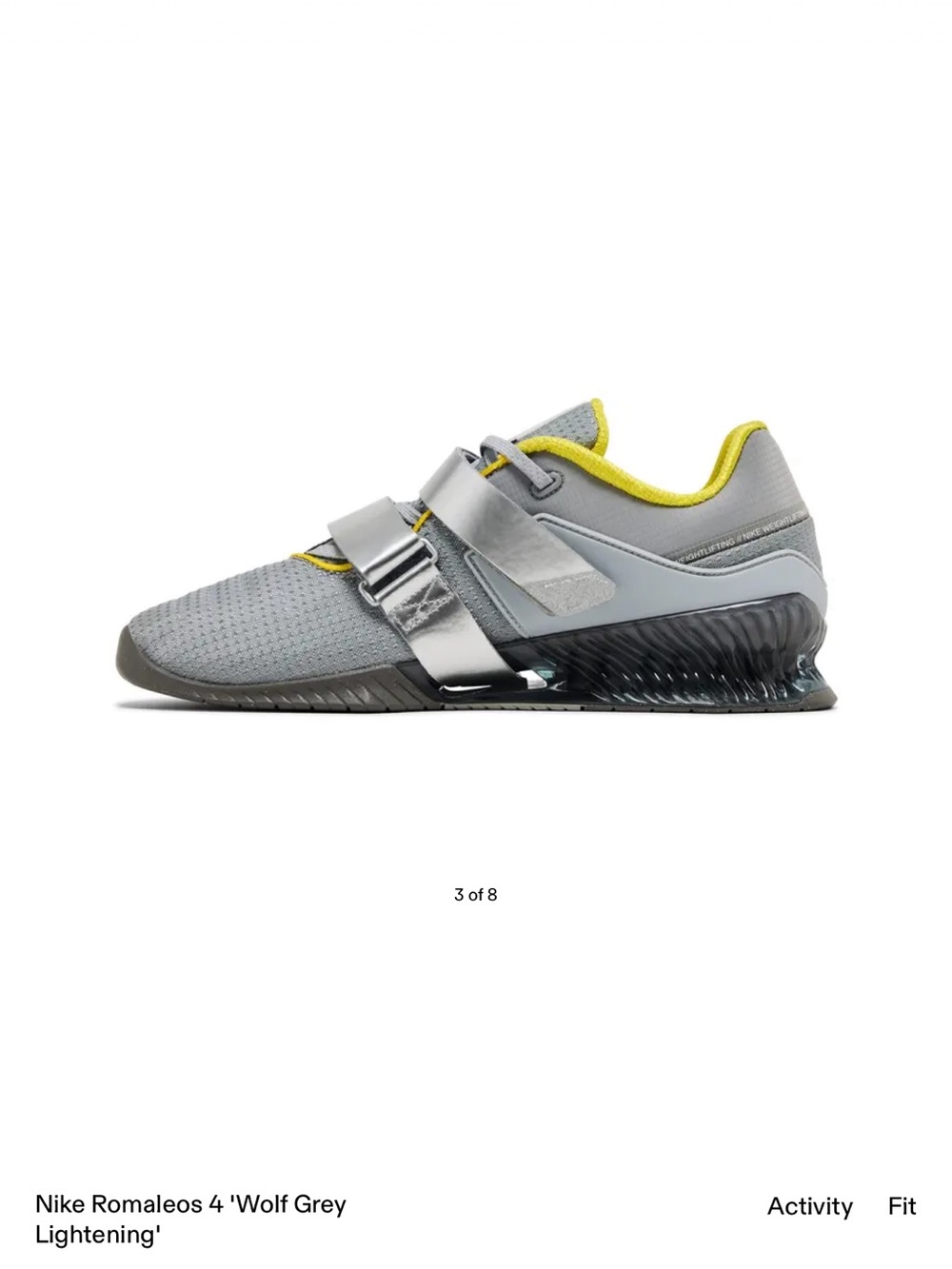 Men’s Nike Romaleos 4 Weightlifting Shoes - Wolf Grey/Yellow, NEW, Sz 8.5